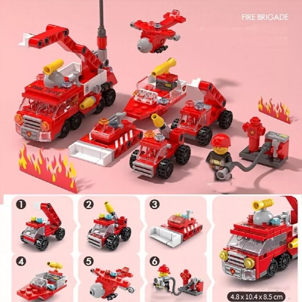 6-in-1 Fire Brigade Truck Building Blocks Set