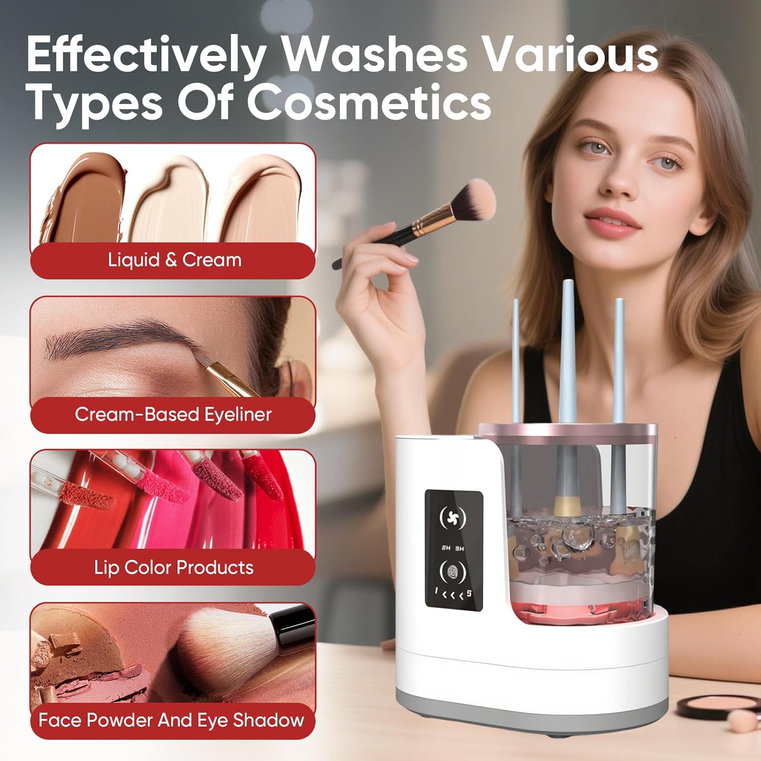 3-in-1 Electric Makeup Brush Cleaner & Dryer with USB Charging
