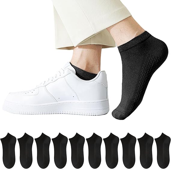10 Pairs Men's Breathable Cotton Ankle Socks