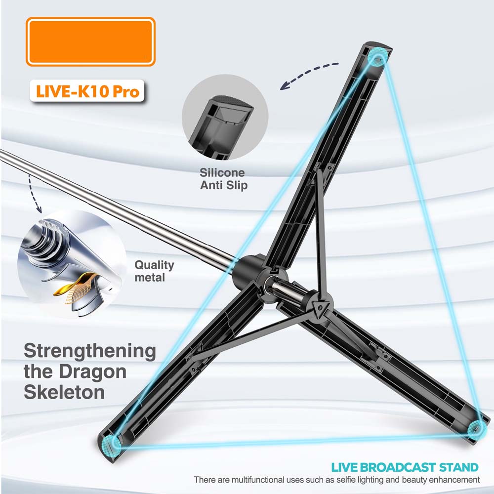 Live K10 PRO 6.5 Feet Tripod Stand Selfie