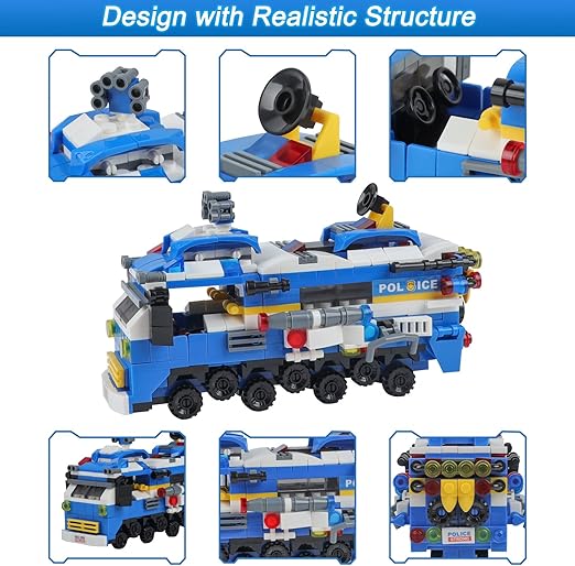 6-in-1 City SWAT Police Vehicle Building