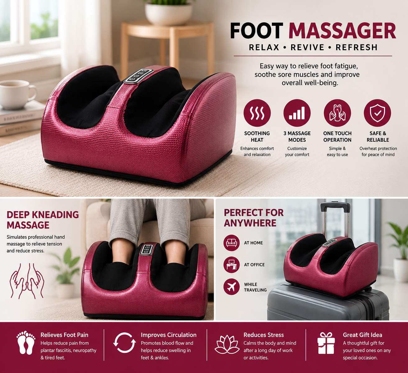Multifunction Foot Massager Machine with Heat