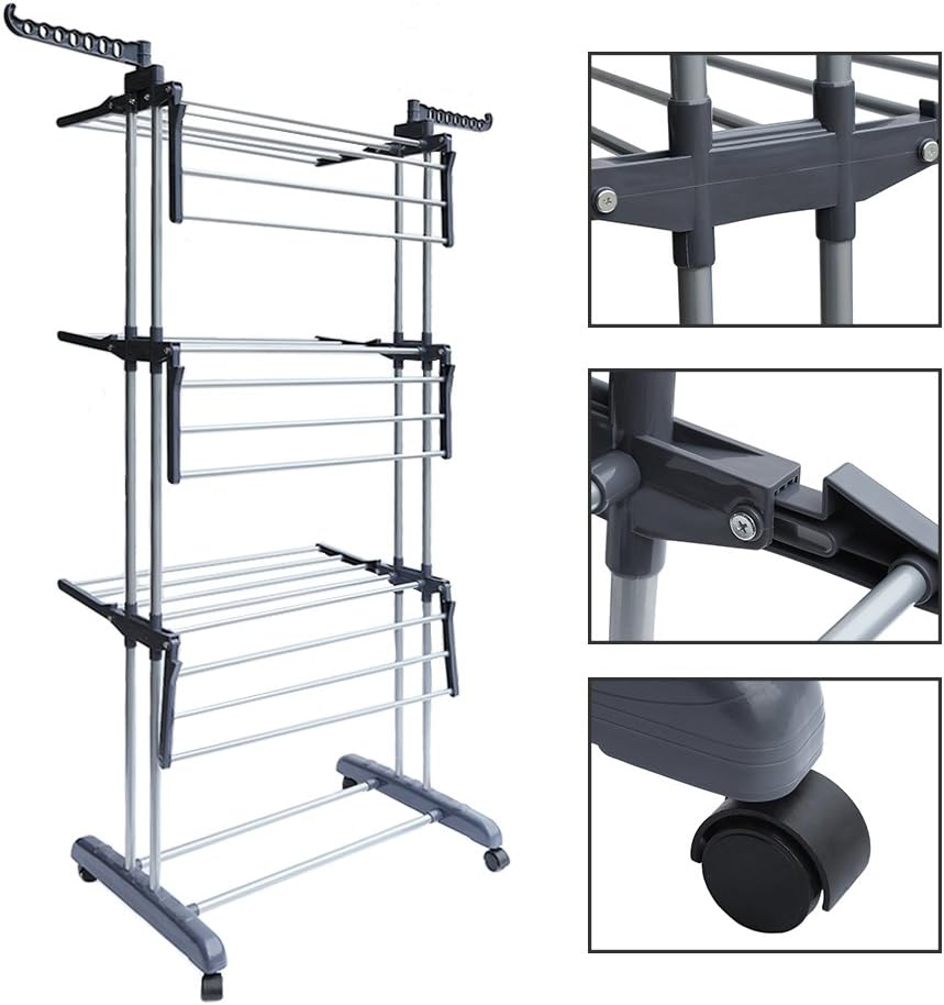 Foldable Rolling Laundry Drying Rack
