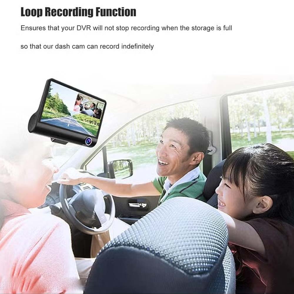DX3618 3-Channel Car Dashcam. 4" HD display