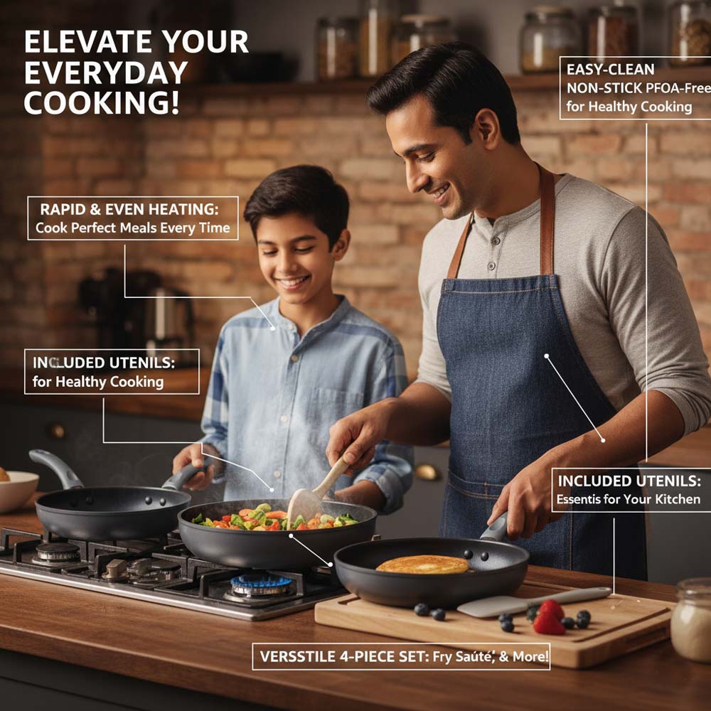 OE-017 4-Piece Non-Stick Frying Pan Set