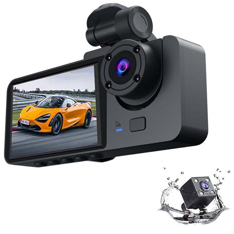 4-Inch Triple-Lens WiFi Dash Cam