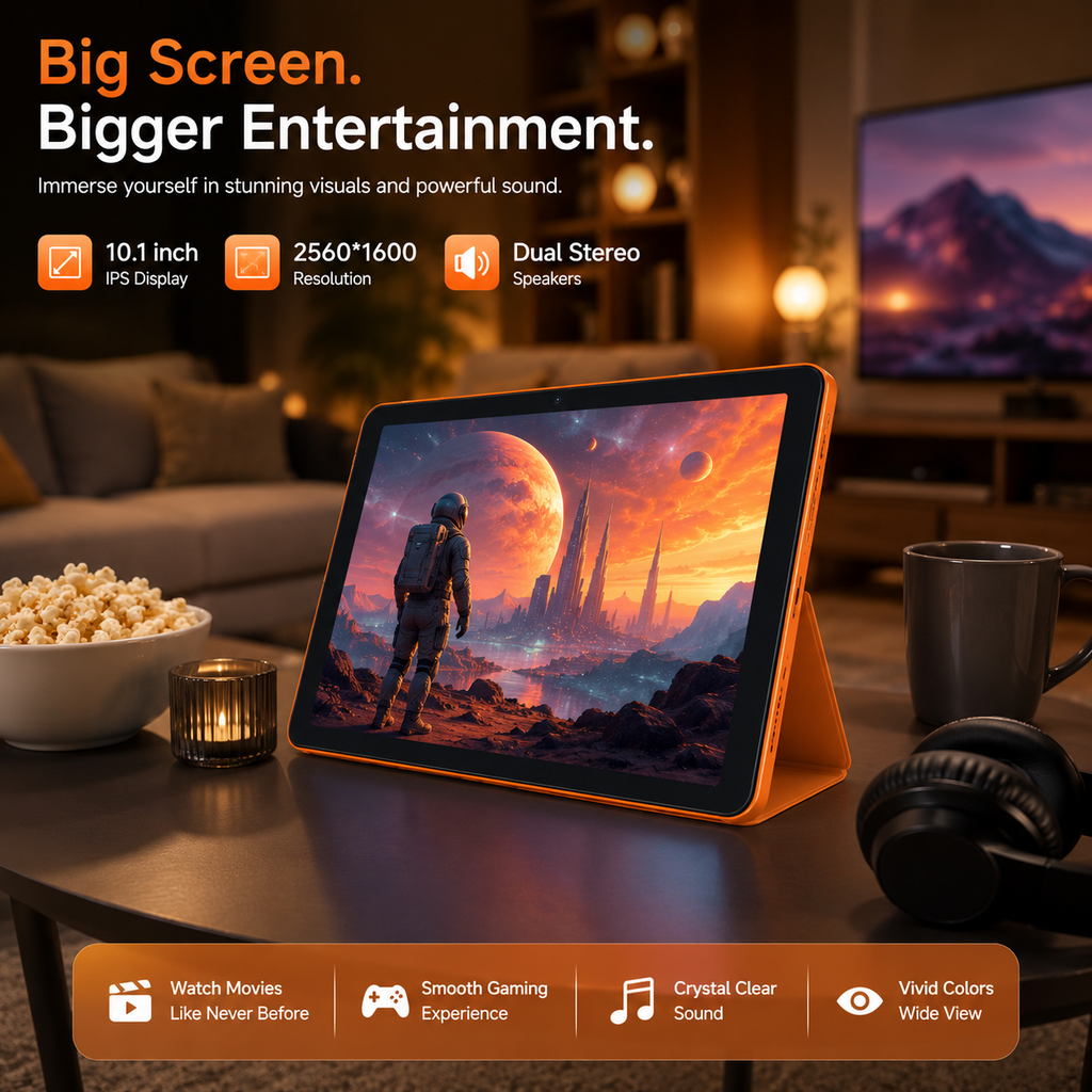 Smart Tablet 10.1-Inch with IPS Display, Octa-Core Processor