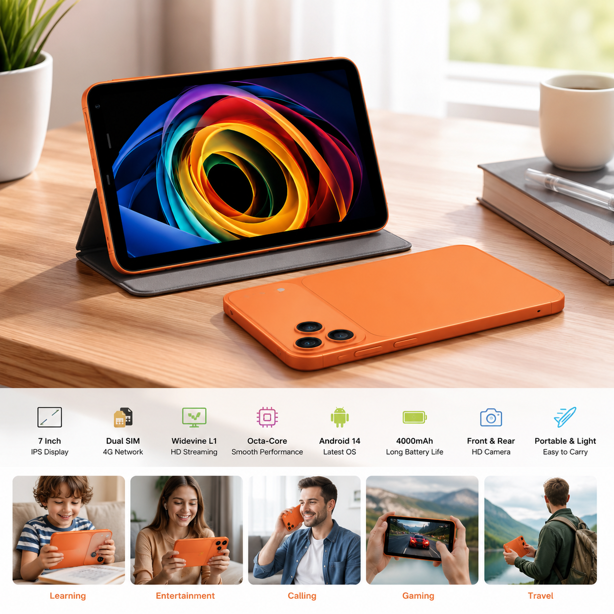 TAB77 7-Inch Android 13 Tablet with Octa-Core Processor