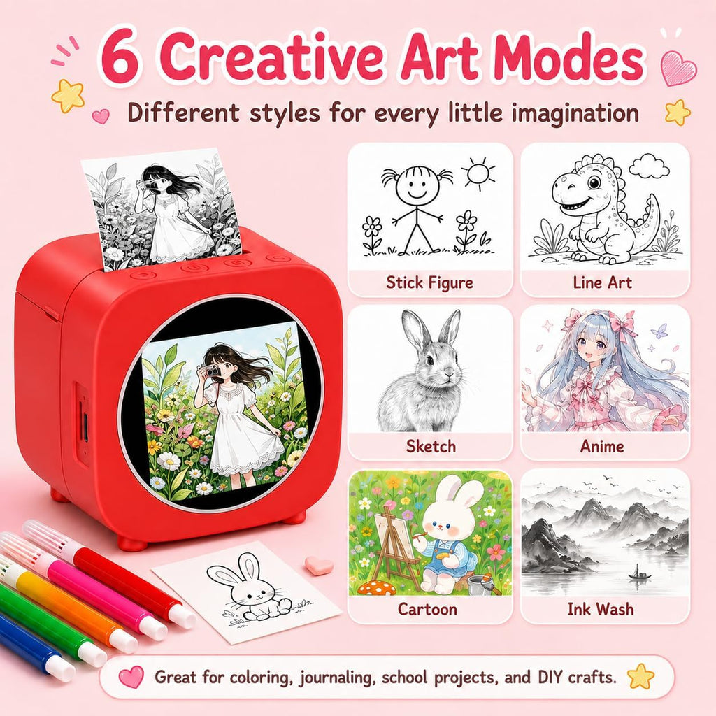 AI Voice Thermal Printer for Kids with HD Screen