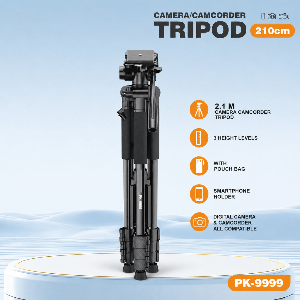 210CM Portable Camera Tripod with Hand Grip and Wireless Remote Control