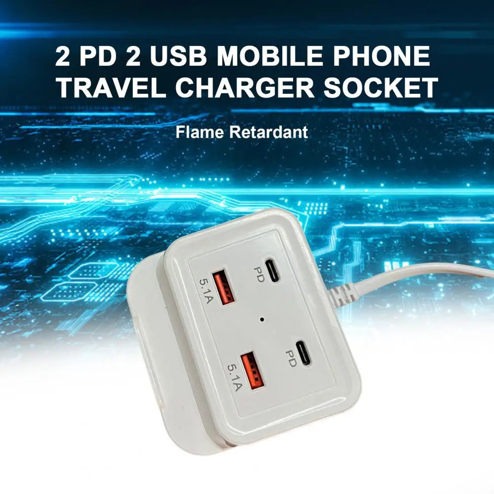 Intelligent USB Power Strip Plug with Dual PD