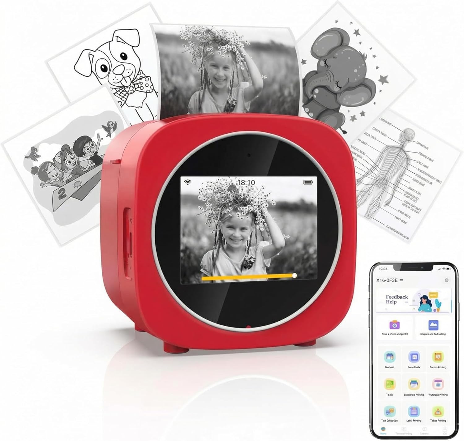 AI Voice Thermal Printer for Kids with HD Screen
