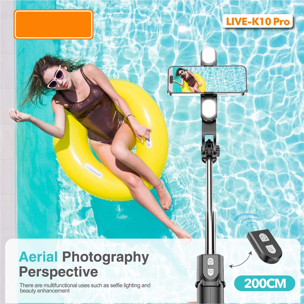Live K10 PRO 6.5 Feet Tripod Stand Selfie