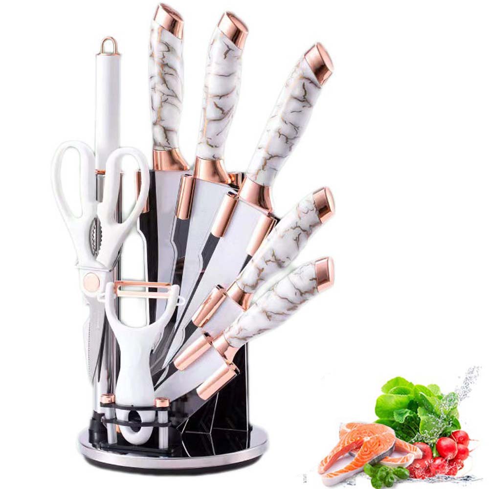 9-Piece White Kitchen Knife Set Ultra-sharp
