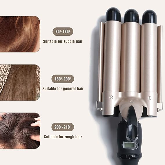 3-Barrel Ceramic Hair Curler Wand