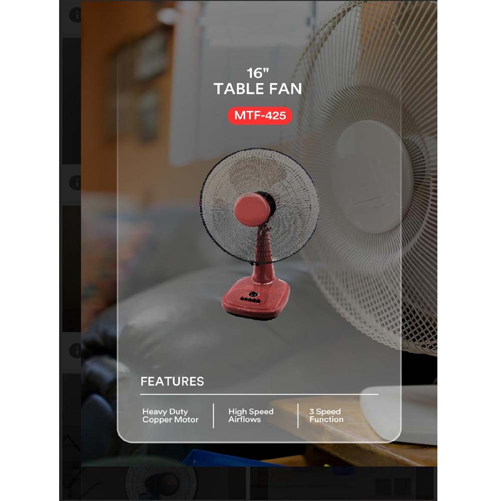 MTF-425 16" Table Fan