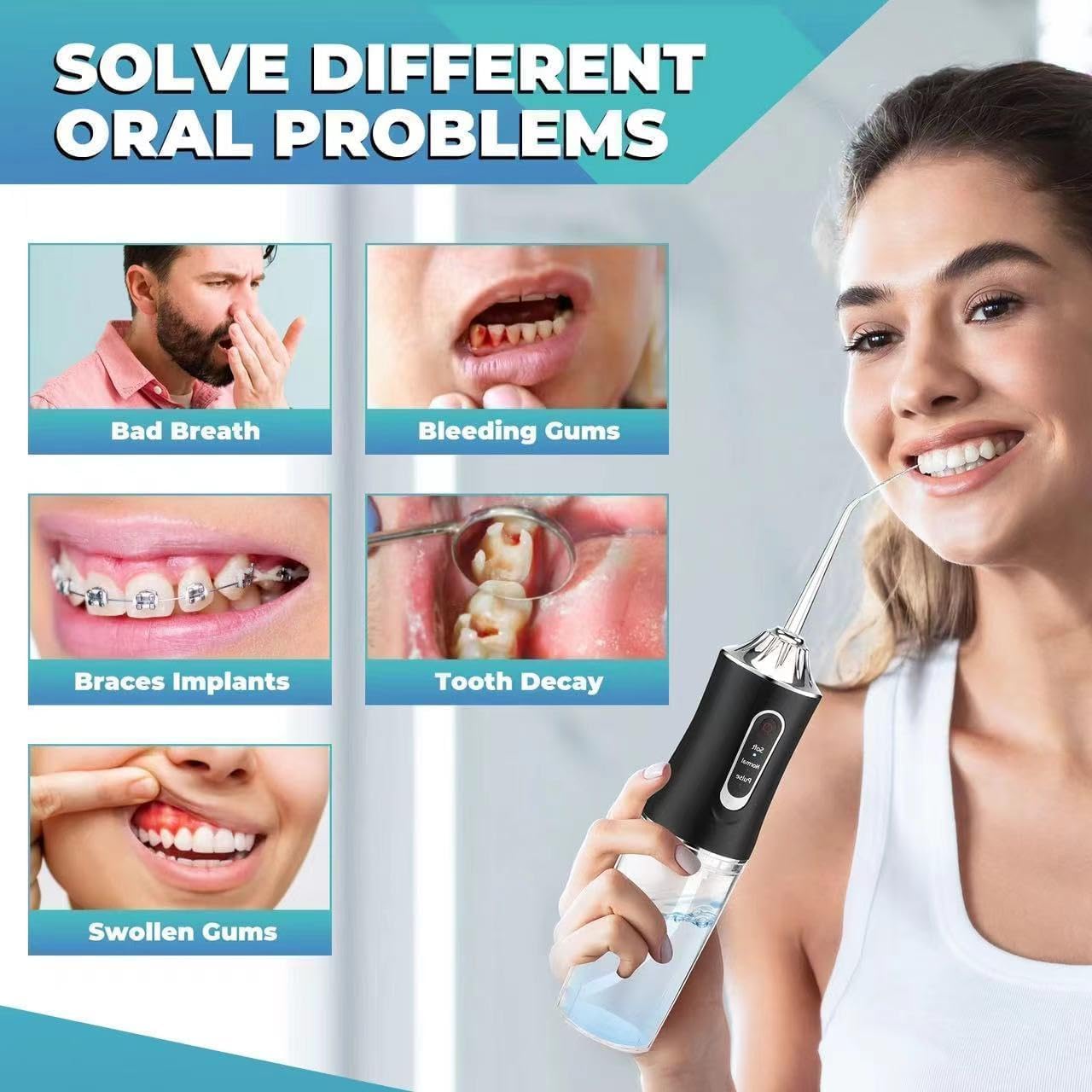 Portable Cordless Water Flosser with 220ml Water Tank