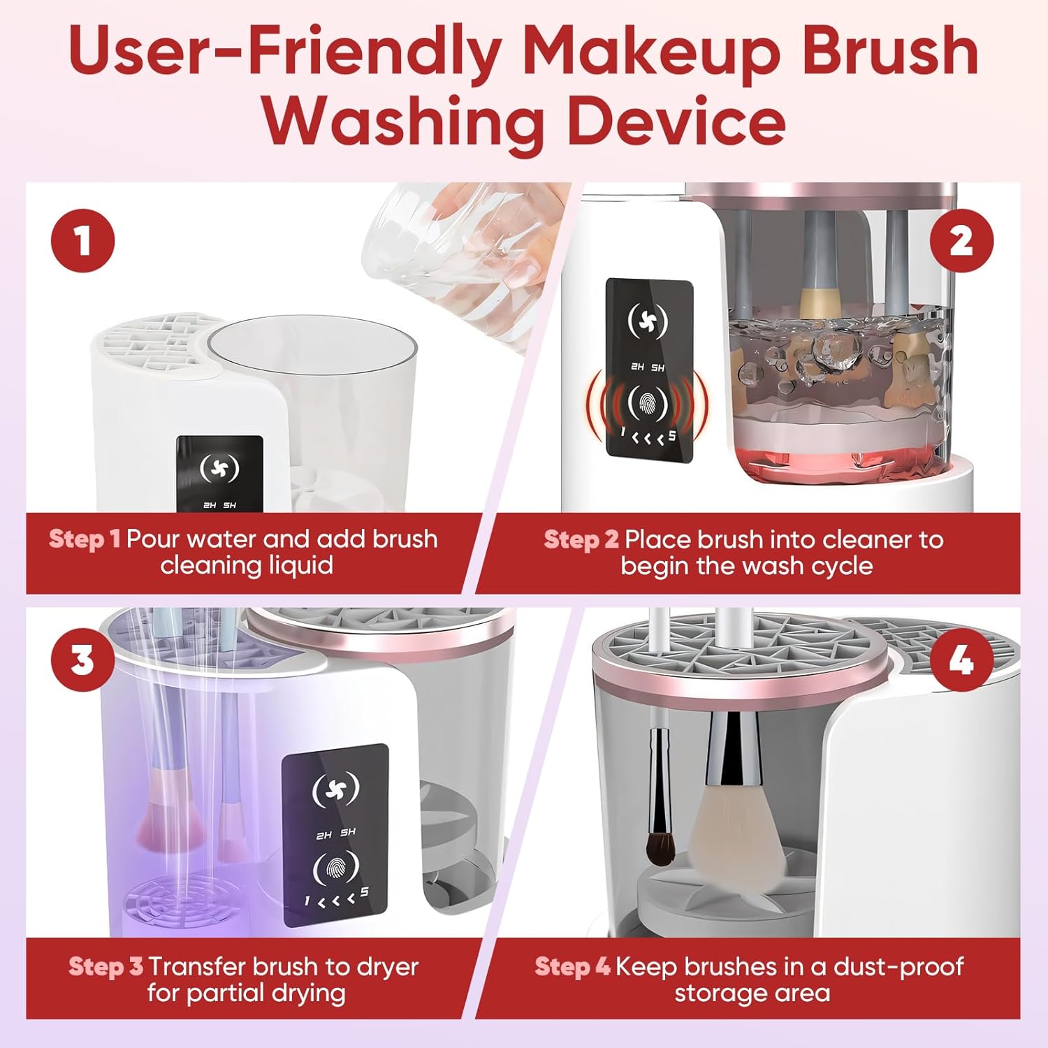 3-in-1 Electric Makeup Brush Cleaner & Dryer with USB Charging