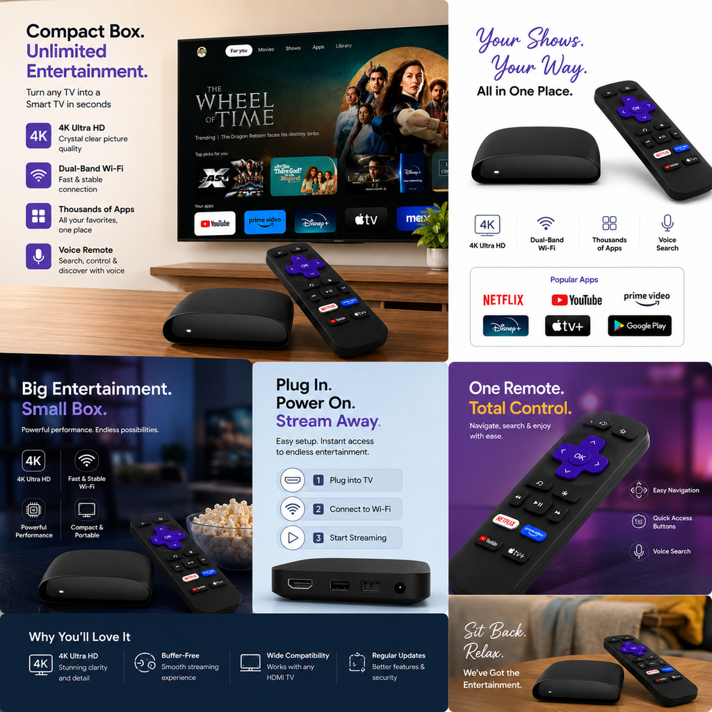 4K Ultra HD Streaming Media Player with Smart TV Platform