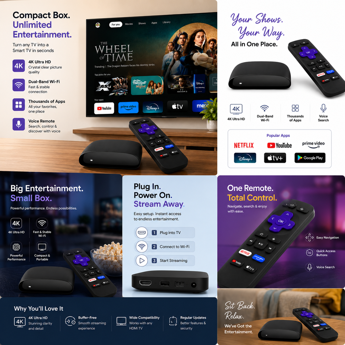 4K Ultra HD Streaming Media Player with Smart TV Platform