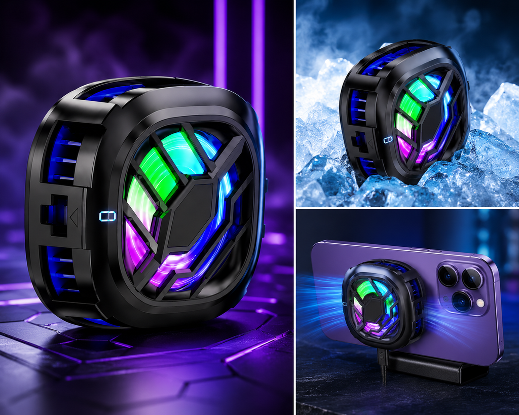 Magnetic Semiconductor Phone Game Cooler with LCD Temperature Display