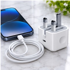 20W USB-C Fast Charging Adapter with 3-Pin Plug for Smartphones, Tablets and Portable Devices