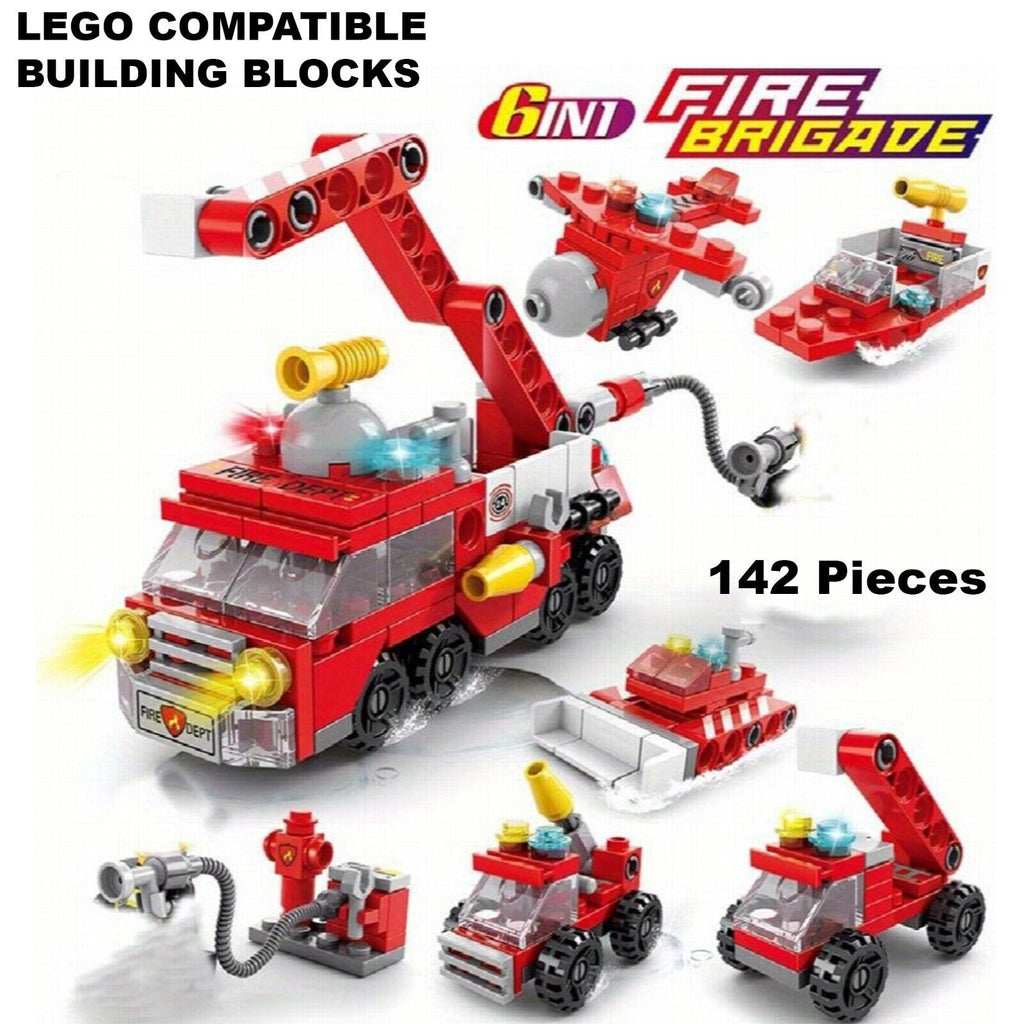 6-in-1 Fire Brigade Truck Building Blocks Set