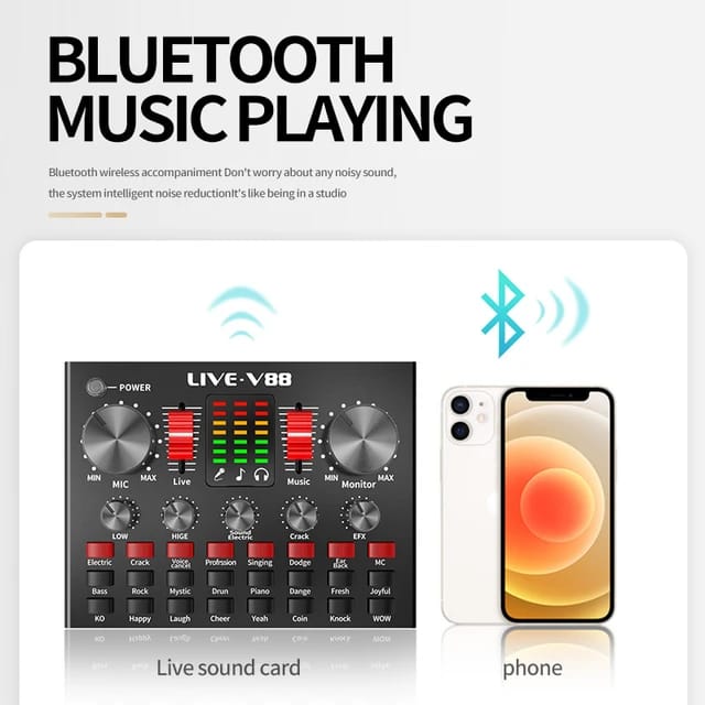 V88 Live Sound Card Mixer