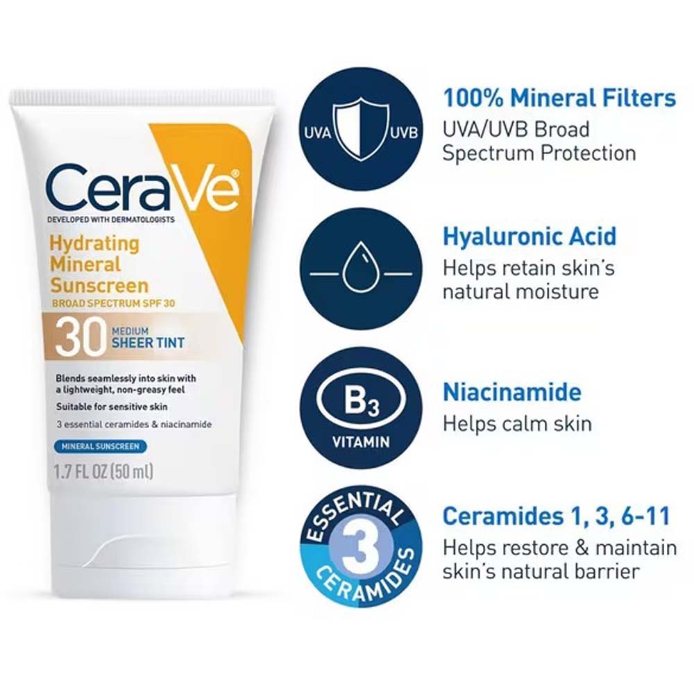 CeraVe Hydrating Mineral Sunscreen Face Lotion