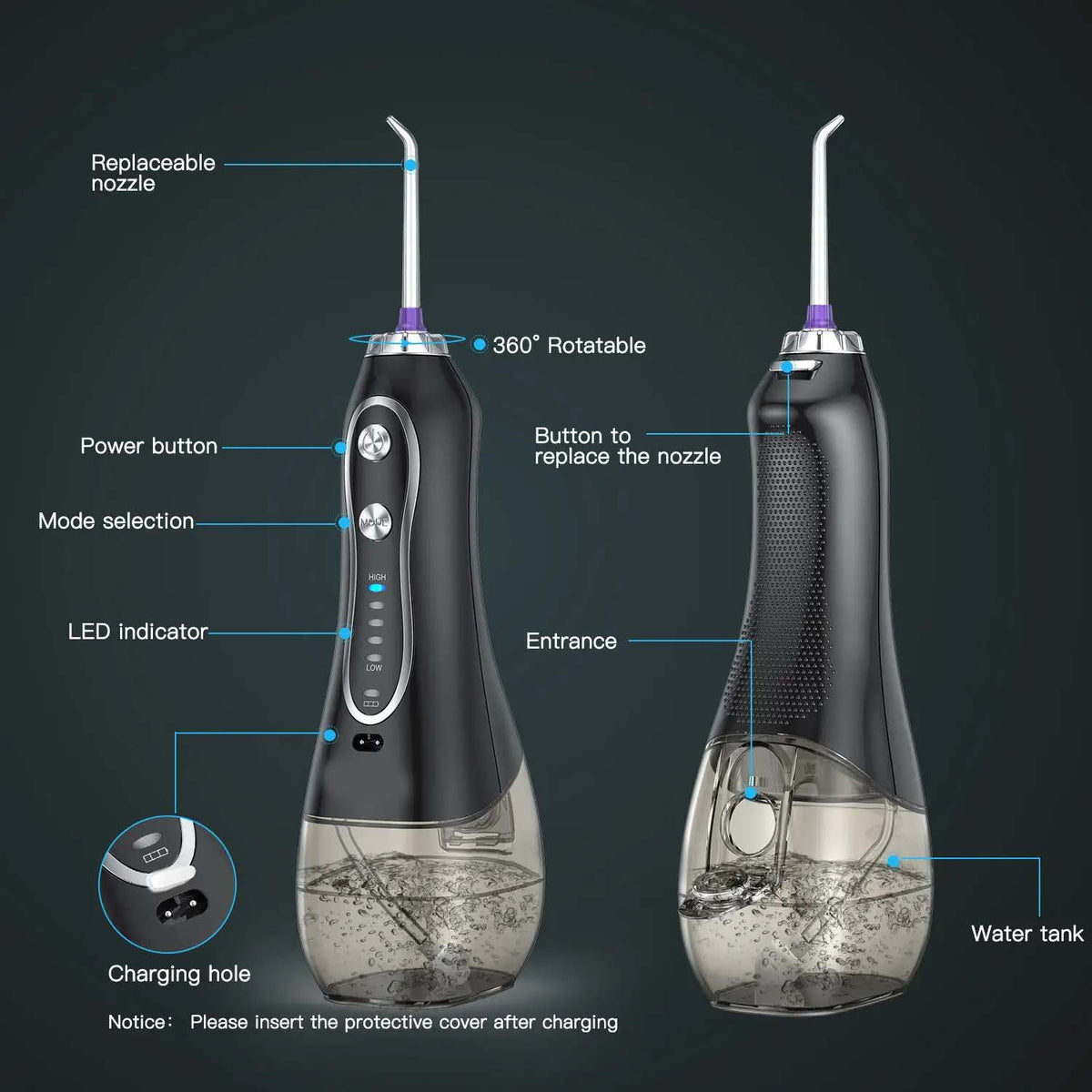 Portable Dental Water Flosser with Bag