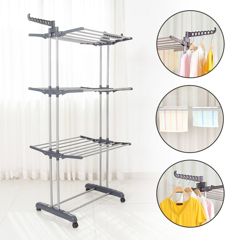 Foldable Rolling Laundry Drying Rack