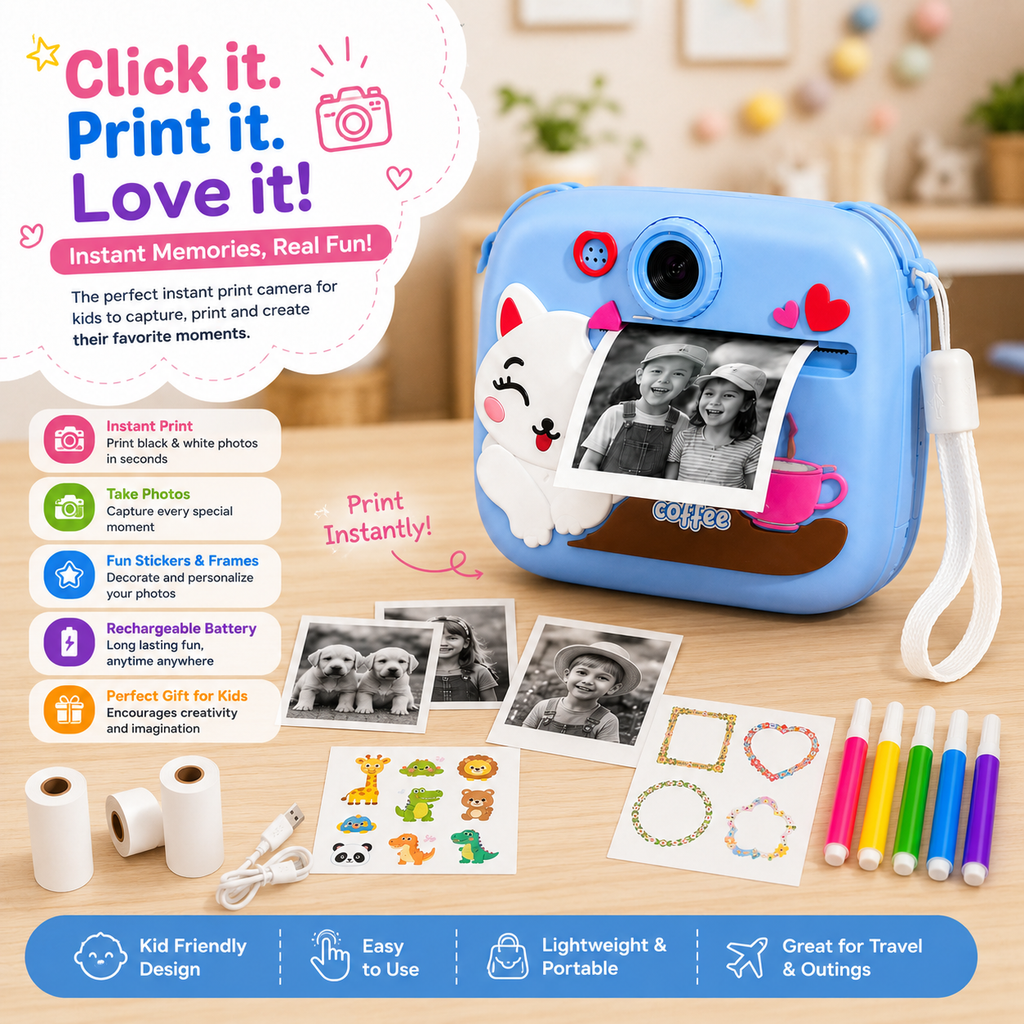 Kids Instant Print Digital Camera with 1080P Video
