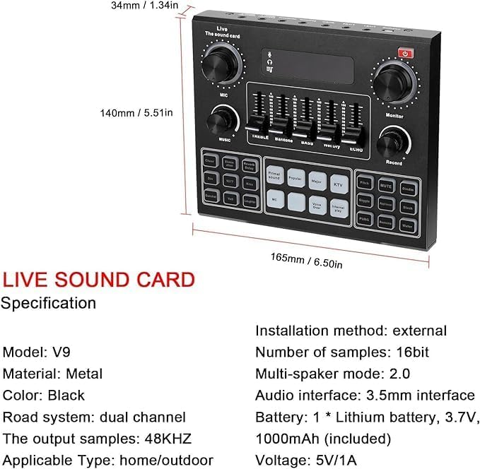Elite V9 Sound Card & BM800 Pro Microphone