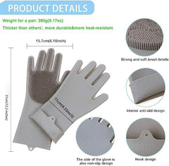 Silicone Dishwashing Gloves with Built-In Scrubber