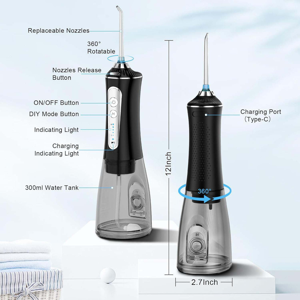Cordless Water Dental Flosser 5 Cleaning