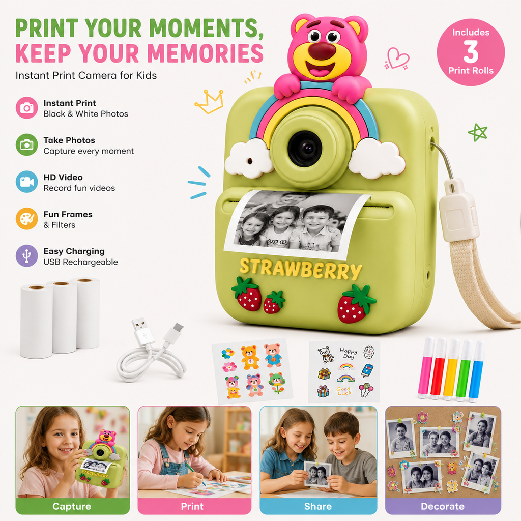 Kids Instant Print Camera with Thermal Printing