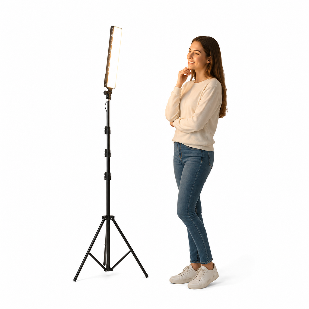 Professional Bi-Color LED Light Panel Kit 58 × 10 cm with Adjustable Stand