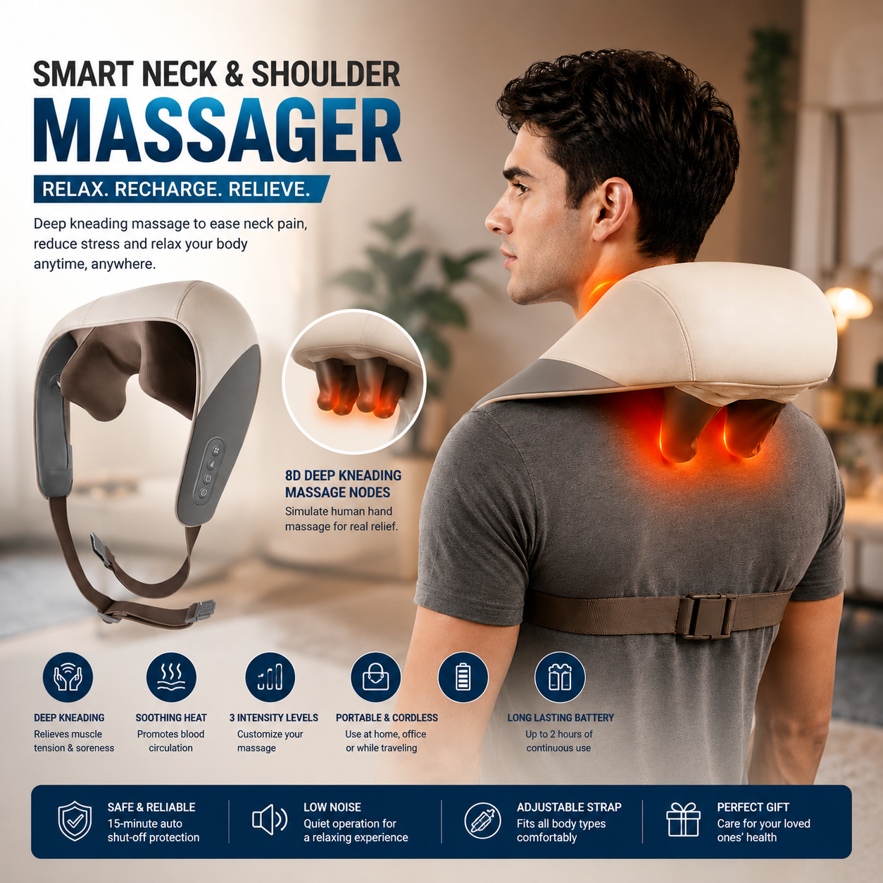 Wireless Back Muscle Relaxing Massage Pillow