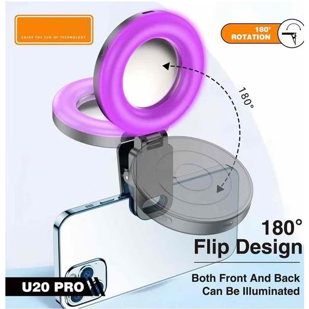 U20 PRO Ring Selfie Light RGB Clip LED Fill