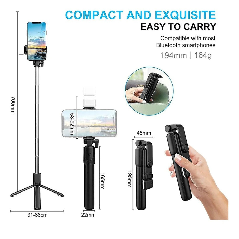 R1S Mobile Selfie Stick with Tripod and LED