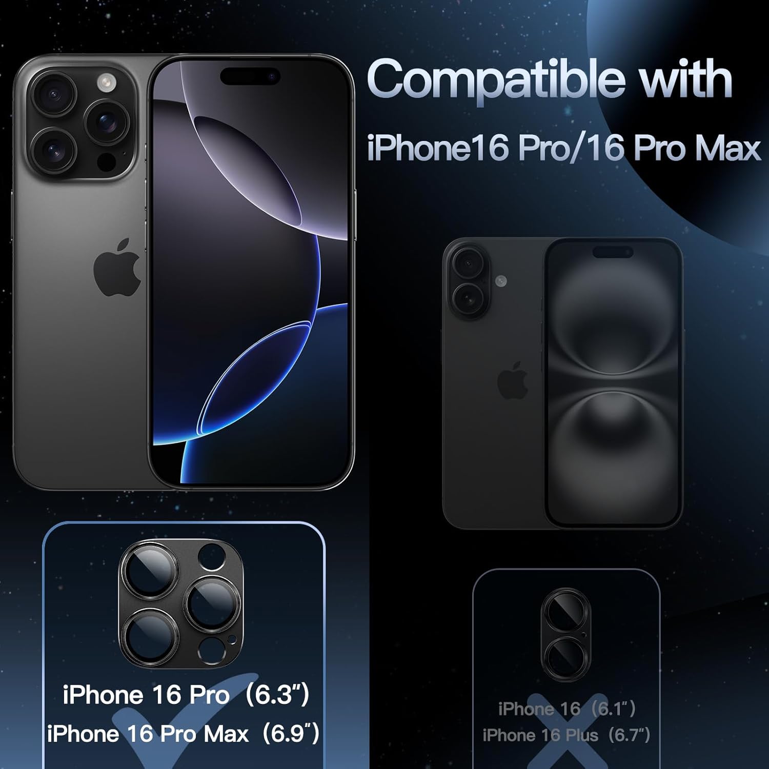 Camera Lens Protector for iPhone 16 Pro