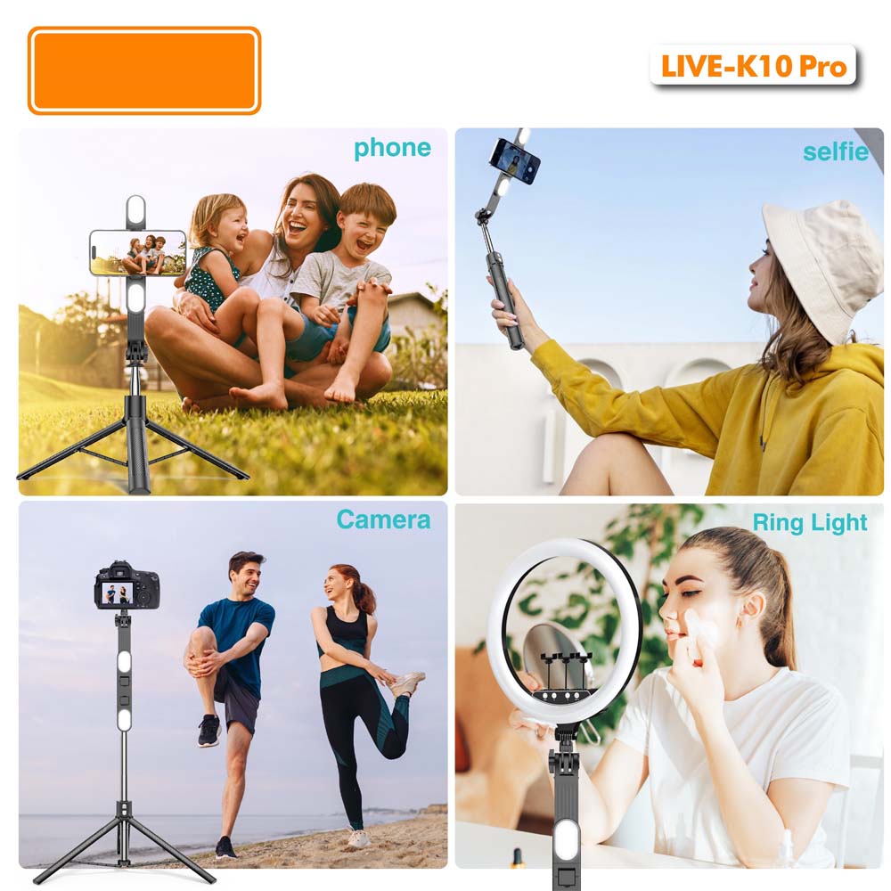 Live K10 PRO 6.5 Feet Tripod Stand Selfie