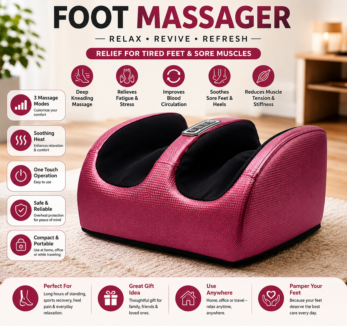 Multifunction Foot Massager Machine with Heat