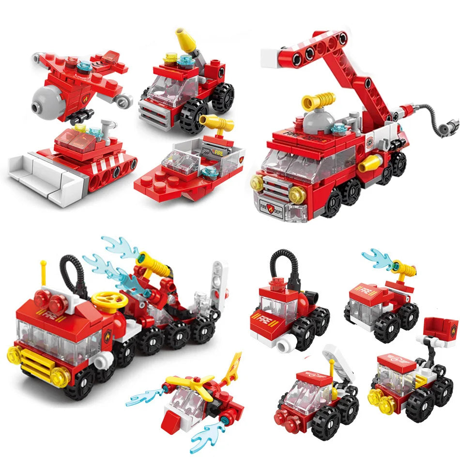 6-in-1 Fire Brigade Truck Building Blocks Set