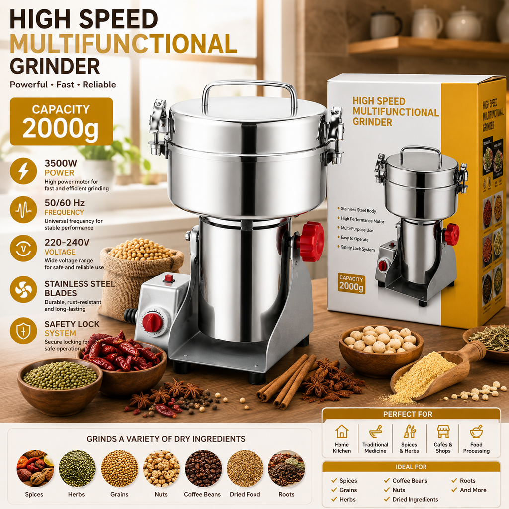 High Speed Stainless Steel Grinder 4000W, 2000g Capacity