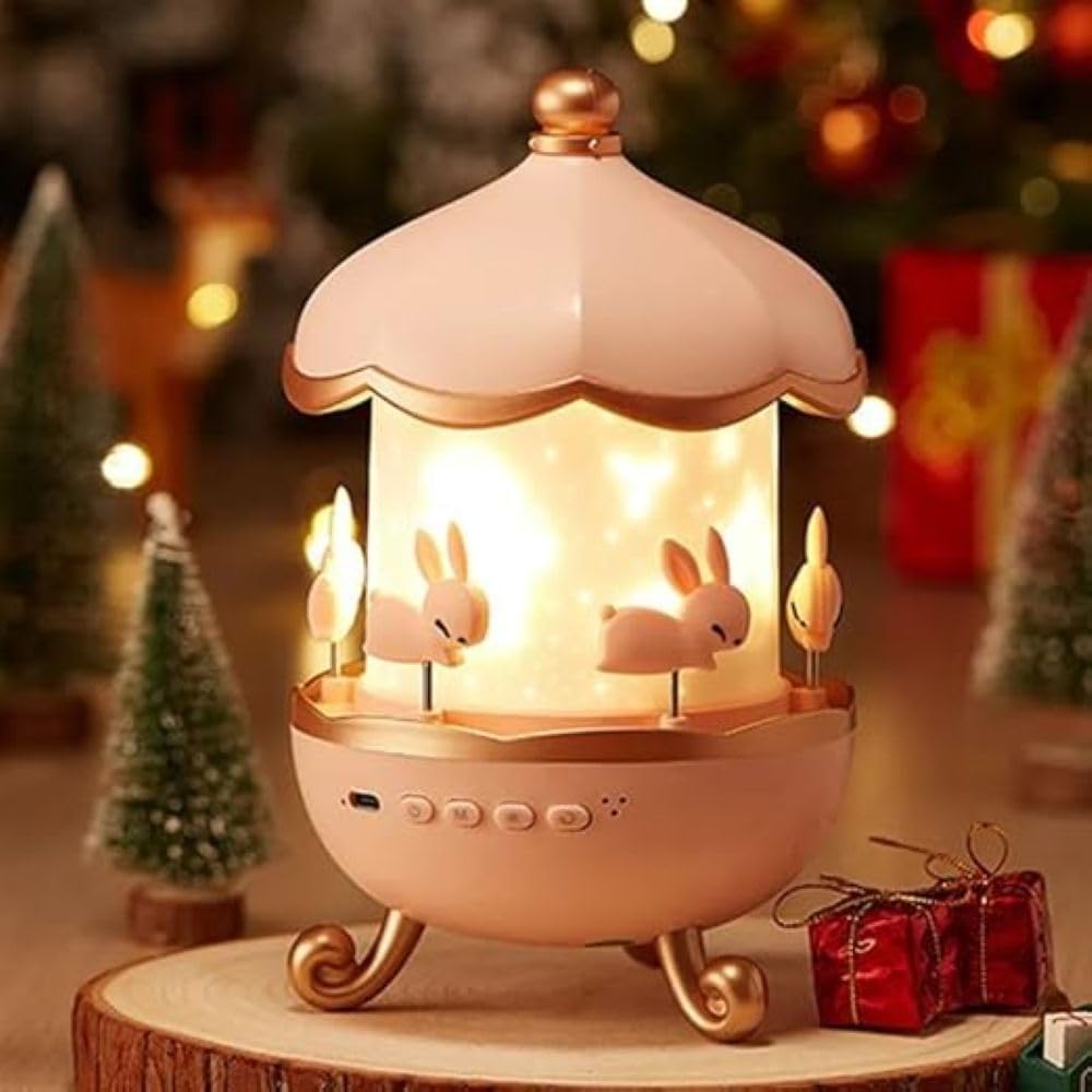 Bunny Carousel Night Light Projector with Star Sky Projection