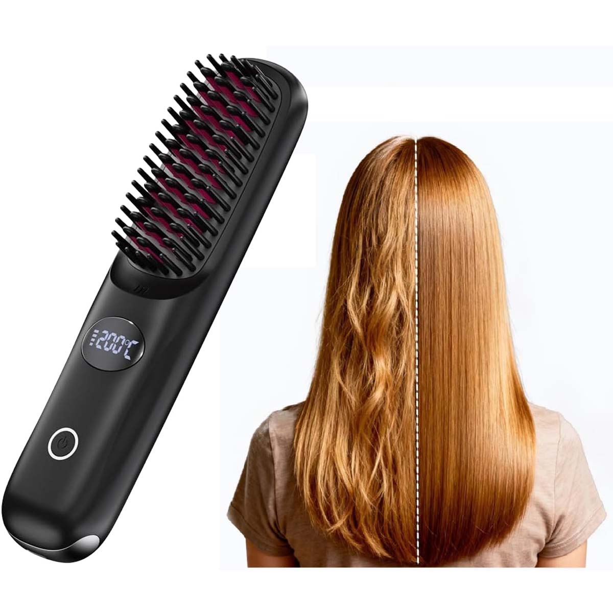 Portable Cordless Hair Straightener Brush