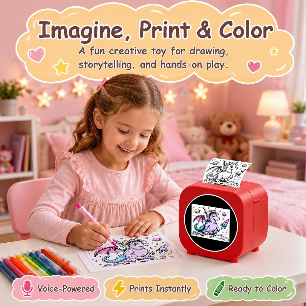 AI Voice Thermal Printer for Kids with HD Screen