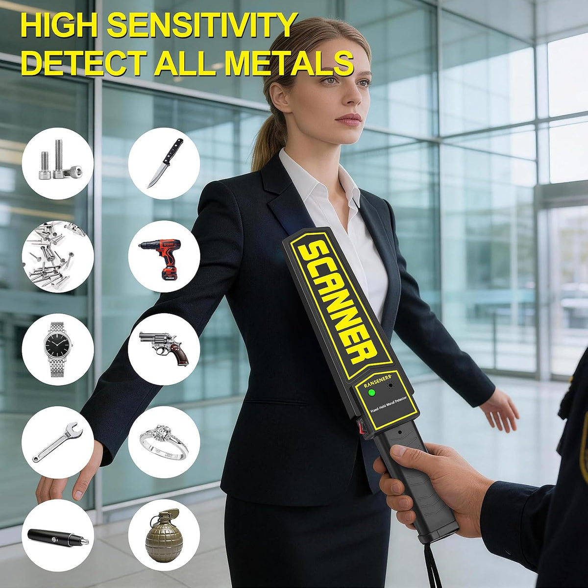 High Sensitivity Handheld Metal Detector Wand