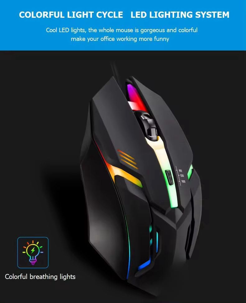 Wired Gaming Mouse with RGB Lights